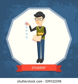  Vector illustration. Student.