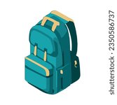 vector illustration of a student backpack in geometric style. White background.