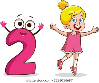 Vector illustration of Student boy holding the number cartoon character 