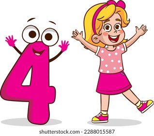 Vector illustration of Student boy holding the number cartoon character 