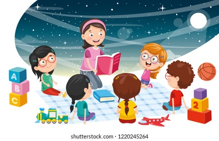 Vector Illustration Of Student Children Background