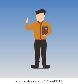 Ilustración vectorial del diseño estudiantil llevando un libro