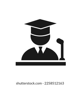 Vector illustration, student presentation icon. Flat design. 
