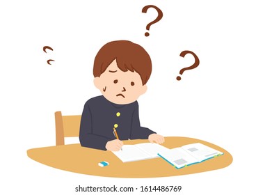 Vector illustration of a student studying