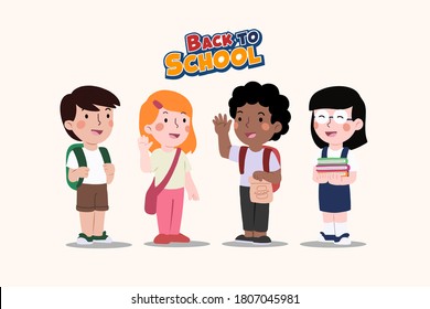 Vector illustration of students back to school