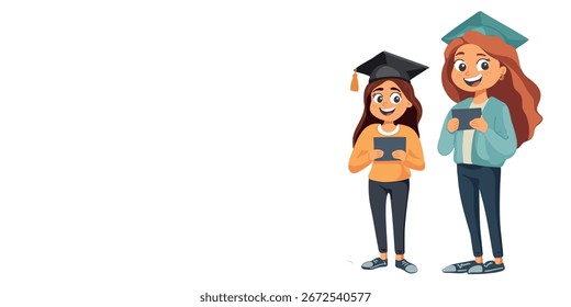 Estudiantes de Ilustración vectorial con espacio para libros para texto