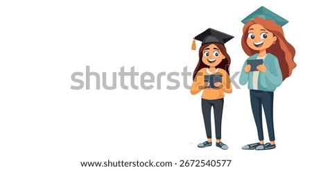 vector illustration students with books space for text