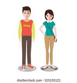 Vector illustration of students in casual clothes