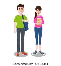 Ilustración vectorial de los estudiantes vestidos de forma casual