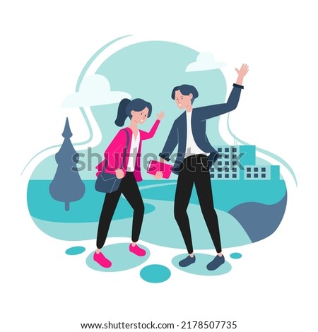 Vector illustration of students celebrating the new day of the academy, perfect for education illustrations, college banners and graphic design assets.