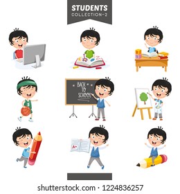 Vector Illustration Of Students Collection