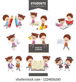 Vector Illustration Of Students Collection