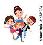 vector illustration of students in different postures