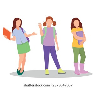 vector illustration of students in different postures
