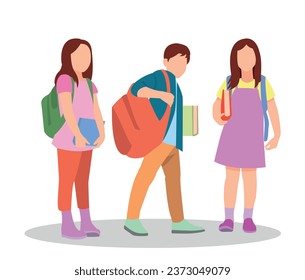 vector illustration of students in different postures