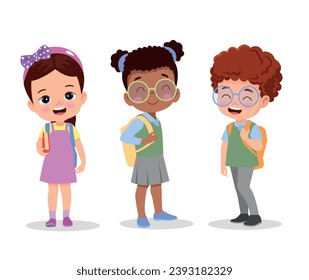 vector illustration of students in different postures