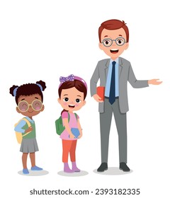vector illustration of students in different postures