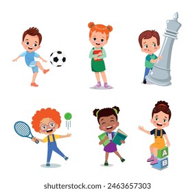 vector illustration of students in different postures
