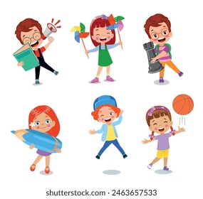 vector illustration of students in different postures