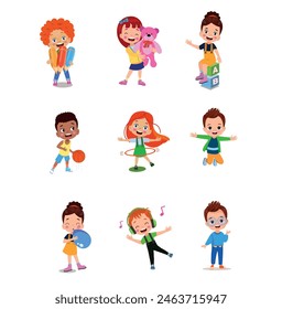 vector illustration of students in different postures