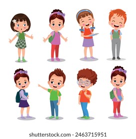 vector illustration of students in different postures