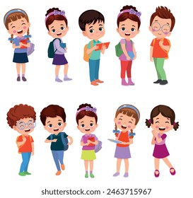 vector illustration of students in different postures