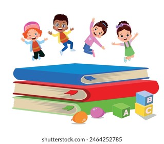 vector illustration of students in different postures