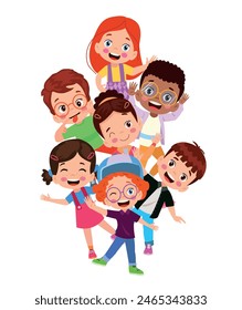 vector illustration of students in different postures