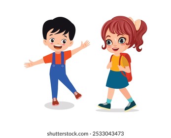 vector illustration of students in different postures