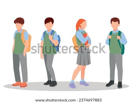 vector illustration of students in different postures