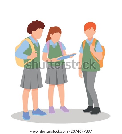 vector illustration of students in different postures
