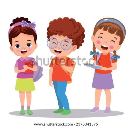 vector illustration of students in different postures