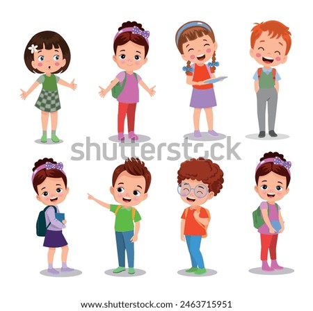 vector illustration of students in different postures
