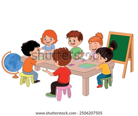 vector illustration of students in different postures