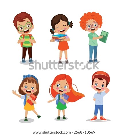 vector illustration of students in different postures