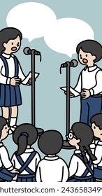 Vector illustration of students having a debate
