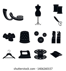 Vector illustration of studio and industry icon. Set of studio and sewing vector icon for stock.