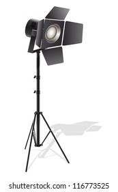 Vector Illustration Of Studio Light With Stand