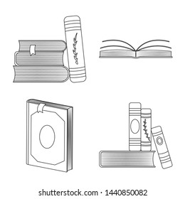 Vector illustration of study and literature icon. Set of study and source vector icon for stock.