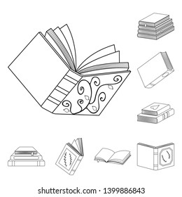 Vector illustration of study  and literature  logo. Set of study  and source vector icon for stock.
