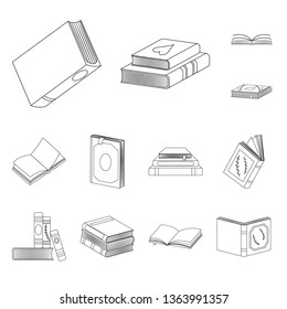 Vector illustration of study  and literature  sign. Set of study  and source vector icon for stock.
