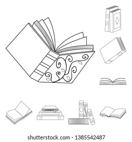 Vector illustration of study  and literature  symbol. Collection of study  and source stock symbol for web.