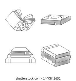Vector illustration of study and literature symbol. Collection of study and source vector icon for stock.
