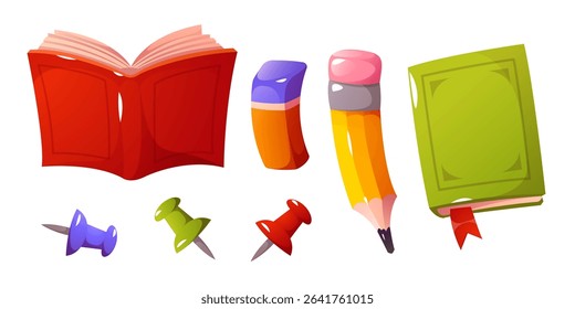 Vector illustration for study, school, university. Office supplies set