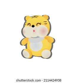 vector illustration of a stuffed tiger in yellow on a white background