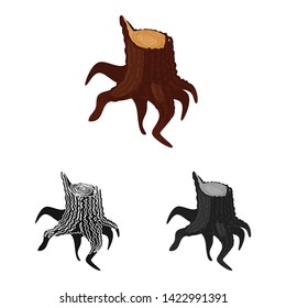 Vector illustration of stump and deck logo. Set of stump and piece  stock symbol for web.