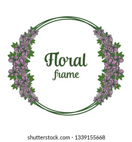Vector illustration style artwork purple floral frame hand drawn