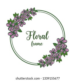Vector illustration style artwork purple floral frame hand drawn