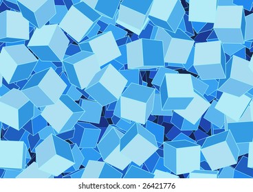 Vector illustration of style blue seamless background made of many funky cubes