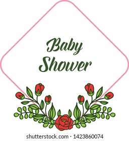 Vector illustration style of card baby shower for ornate of wreath frames